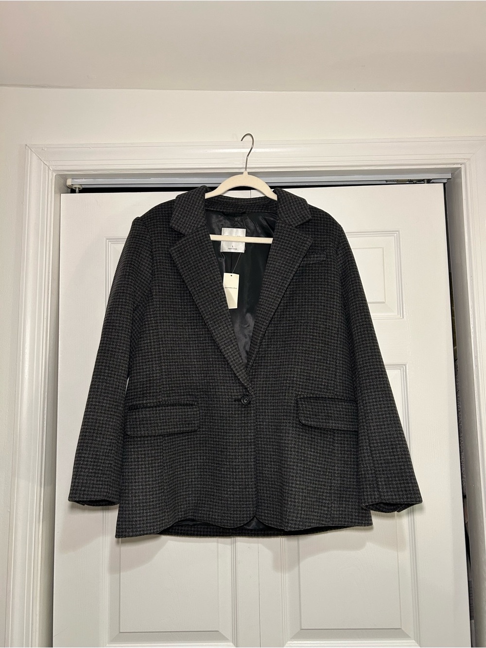 Abercrombie & Fitch Charcoal Houndstooth Blazer